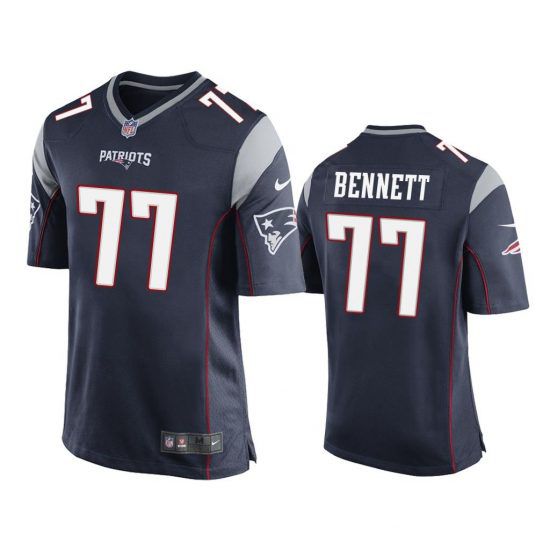 Men New England Patriots 77 Michael Bennett Nike Navy Game NFL Jersey